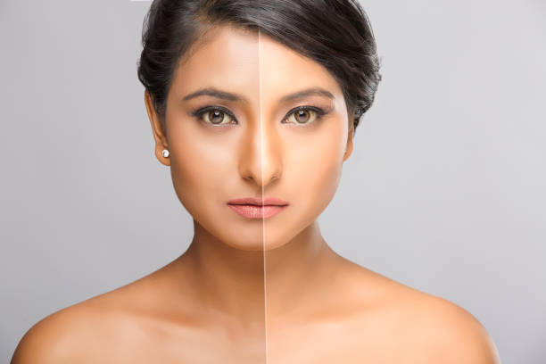 Before and after of Beautiful women portrait with retouch.